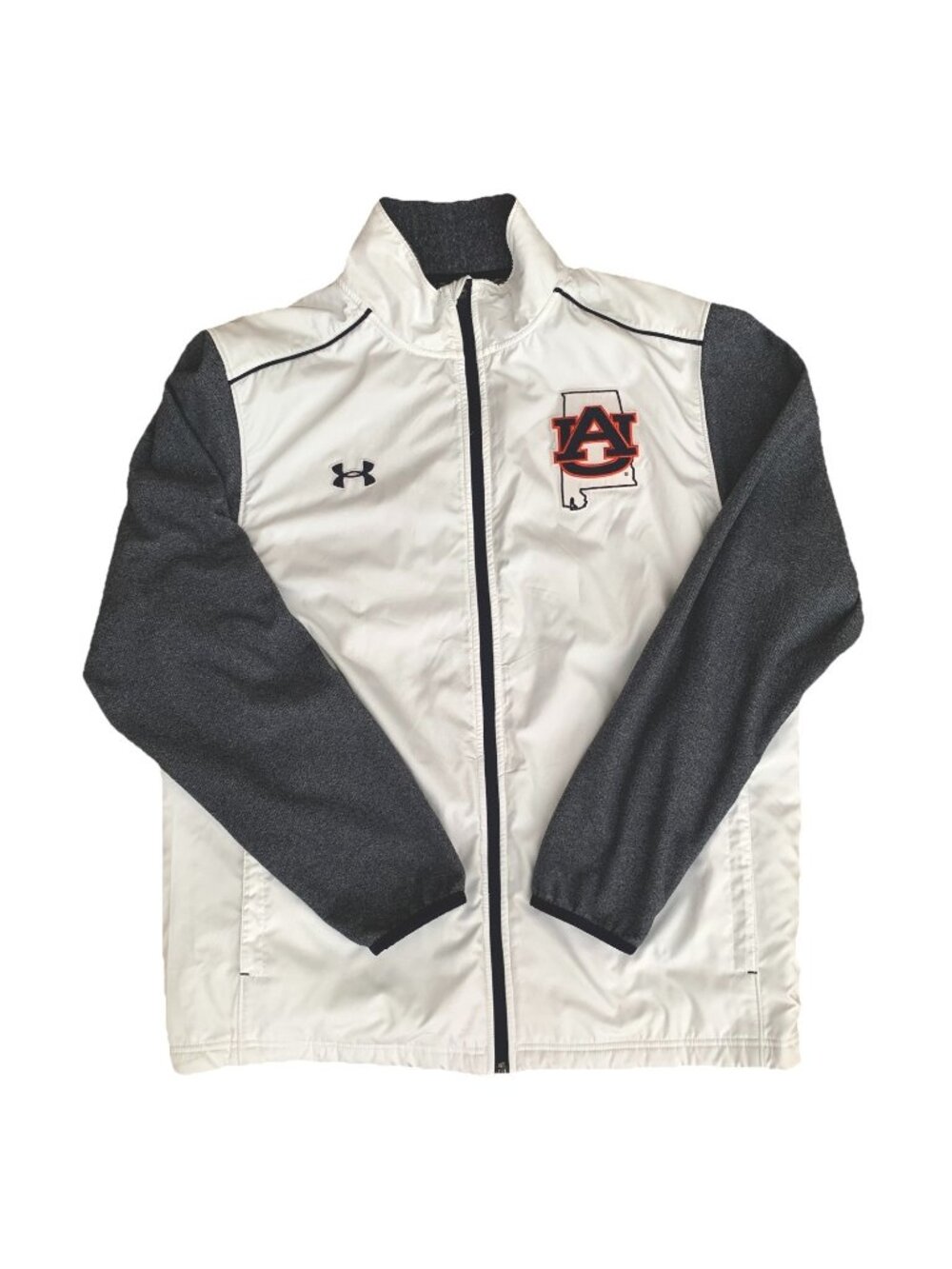 Auburn Tigers Jacket Mens L White Under Armour Full Zip Cold Gear Fleece Lined